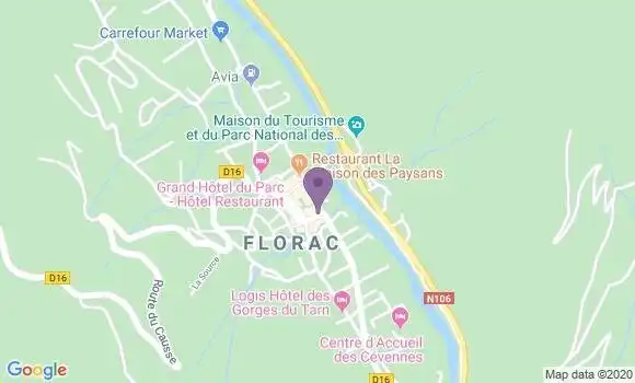 Localisation Crédit Agricole Agence de Florac