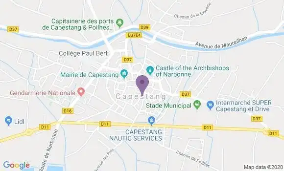 Localisation Crédit Agricole Agence de Capestang