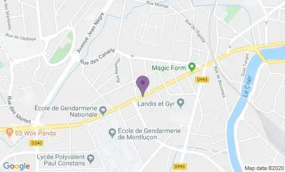 Localisation Crédit Agricole Agence de Montluçon Guineberts