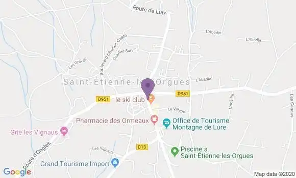 Localisation Crédit Agricole Agence de Saint Etienne les Orgues