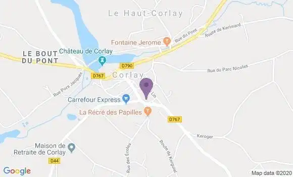 Localisation Crédit Agricole Agence de Corlay