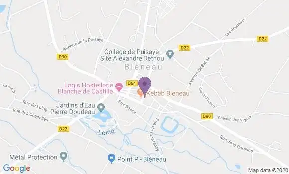 Localisation Crédit Agricole Agence de Bléneau
