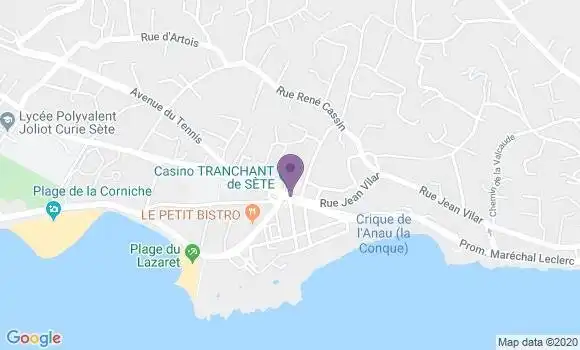 Localisation Crédit Agricole Agence de Sète Corniche