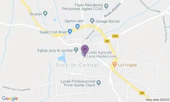Localisation Crédit Agricole Agence de Sury le Comtal
