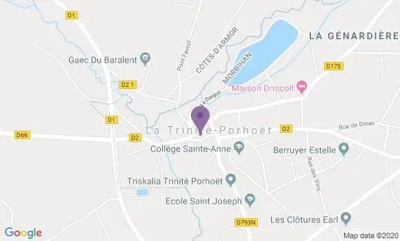 Localisation Crédit Agricole Agence de La Trinité Porhoët