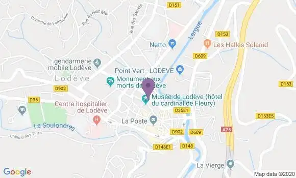 Localisation Crédit Agricole Agence de Lodève