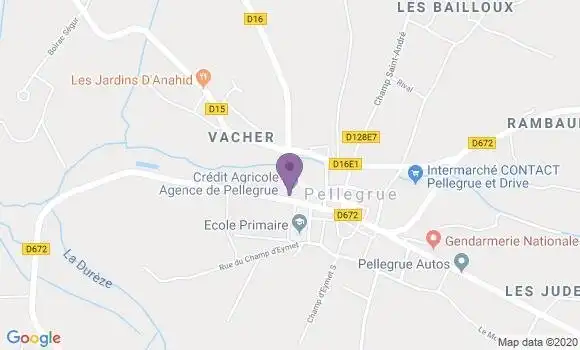 Localisation Crédit Agricole Agence de Pellegrue