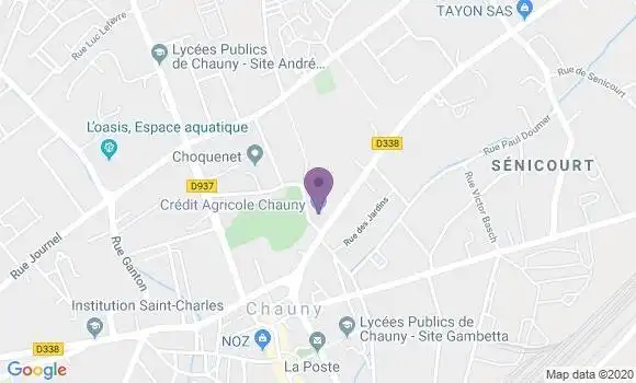 Localisation Crédit Agricole Agence de Chauny