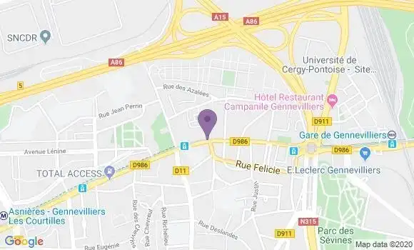 Localisation Crédit Agricole Agence de Gennevilliers
