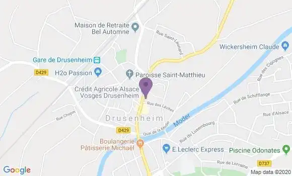 Localisation Crédit Agricole Agence de Drusenheim