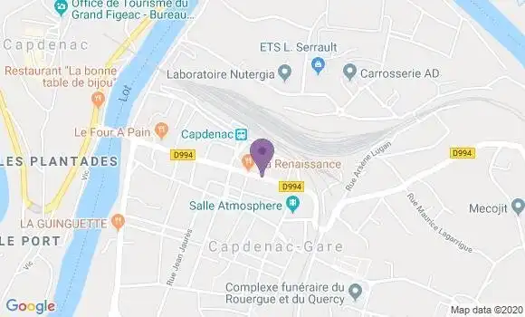 Localisation Crédit Agricole Agence de Capdenac Gare