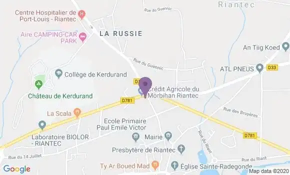 Localisation Crédit Agricole Agence de Riantec