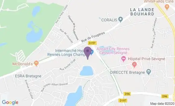 Localisation Crédit Agricole Agence de Rennes Longschamps