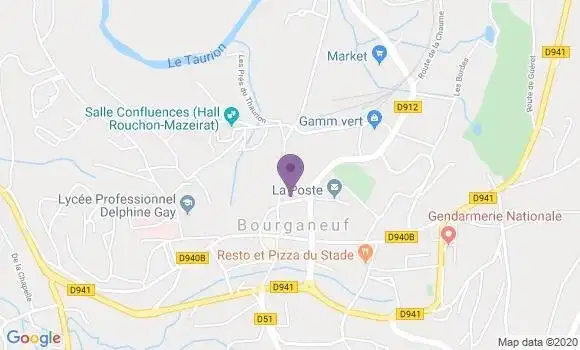 Localisation Crédit Agricole Agence de Bourganeuf