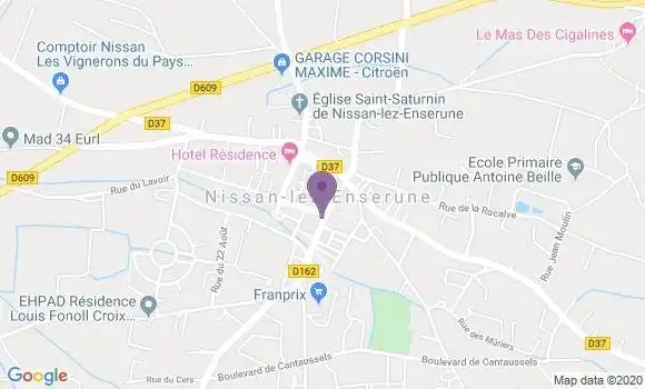 Localisation Crédit Agricole Agence de Nissan les Enserune
