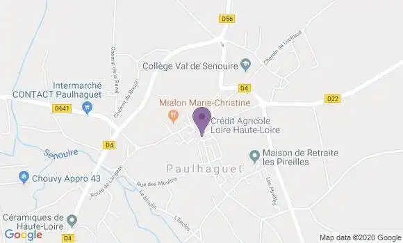 Localisation Crédit Agricole Agence de Paulhaguet