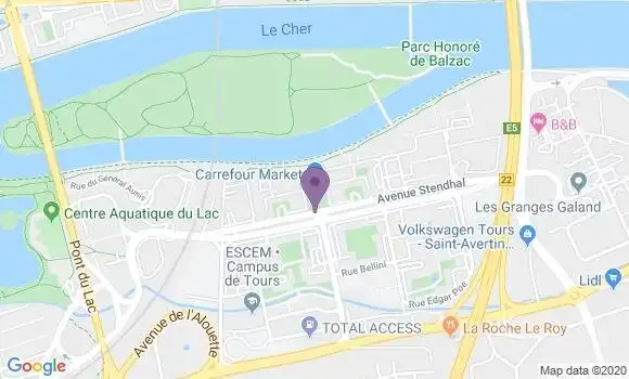 Localisation Crédit Agricole Agence de Tours les Fontaines