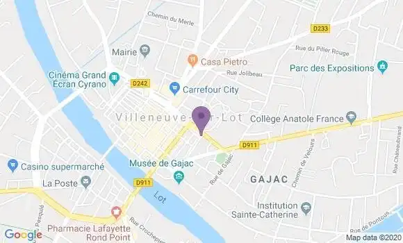 Localisation Crédit Agricole Agence de Villeneuve sur Lot Saint Cyr