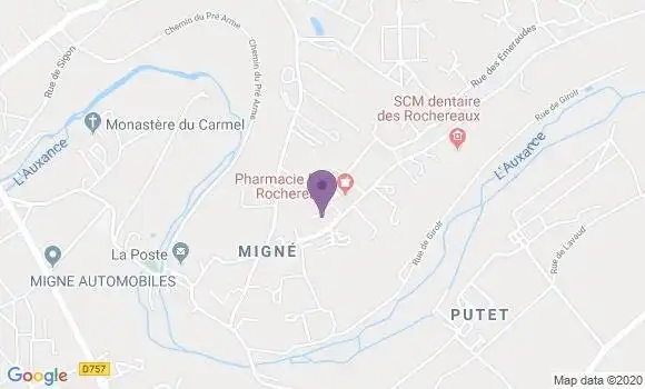Localisation Crédit Agricole Agence de Migné Auxances