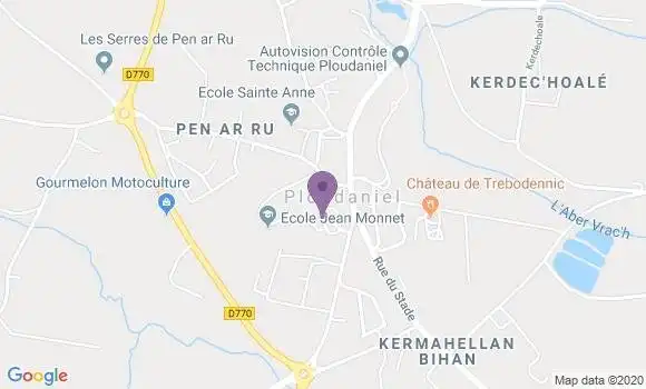 Localisation Crédit Agricole Agence de Ploudaniel