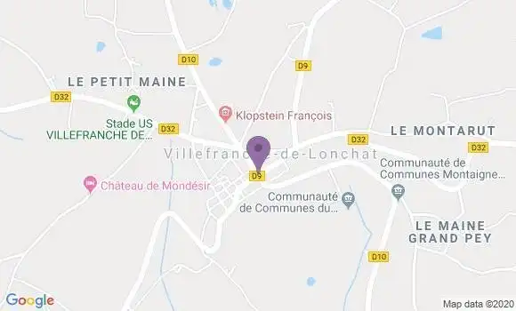 Localisation Crédit Agricole Agence de Villefranche de Lonchat