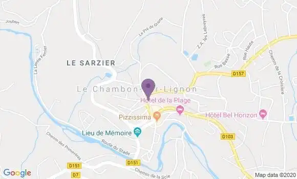Localisation Crédit Agricole Agence de Le Chambon sur Lignon