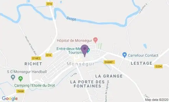 Localisation Crédit Agricole Agence de Monségur