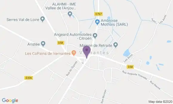 Localisation Crédit Agricole Agence de Vernantes