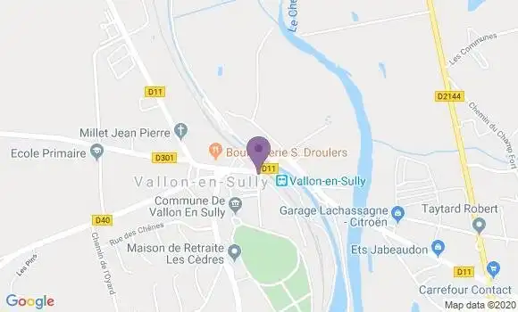 Localisation Crédit Agricole Agence de Vallon en Sully