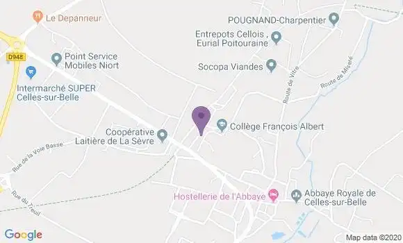 Localisation Crédit Agricole Agence de Celles sur Belle