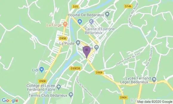 Localisation LCL Agence de Bédarieux