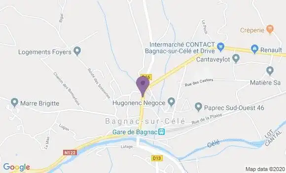 Localisation Crédit Agricole Agence de Bagnac sur Célé
