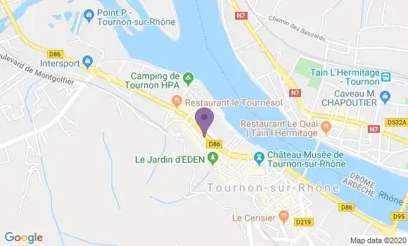 Localisation Crédit Agricole Agence de Tournon sur Rhône
