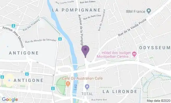 Localisation Crédit Agricole Agence de Montpellier le Lez