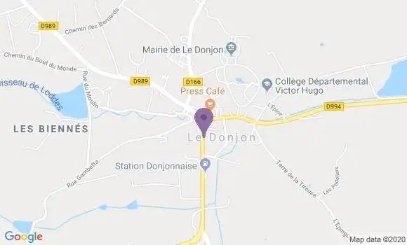 Localisation Crédit Agricole Agence de Le Donjon