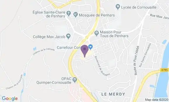Localisation Crédit Agricole Agence de Quimper Kermoysan