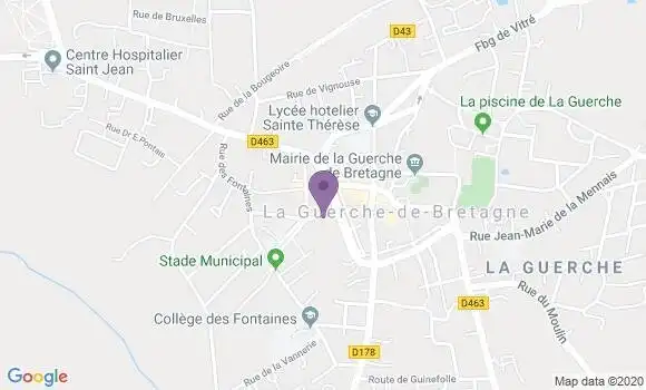 Localisation Crédit Agricole Agence de La Guerche de Bretagne