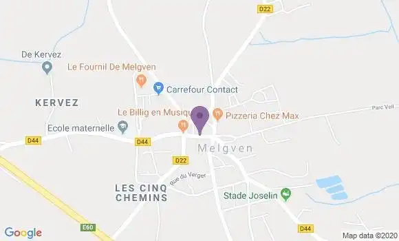 Localisation Crédit Agricole Agence de Melgven