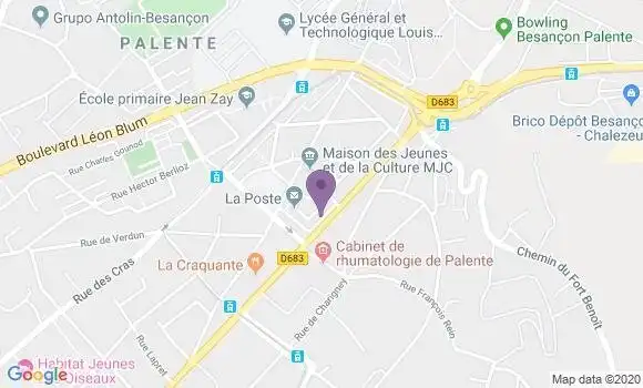 Localisation Crédit Agricole Agence de Besançon Palente