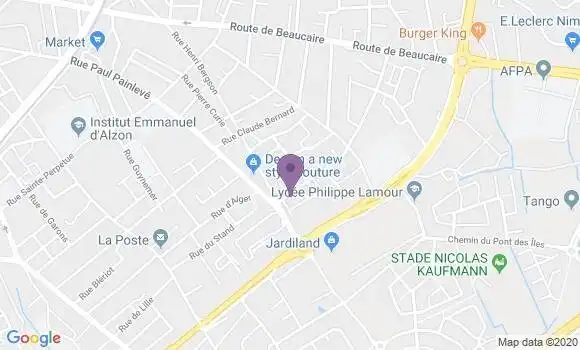 Localisation Crédit Agricole Agence de Nîmes Oliviers