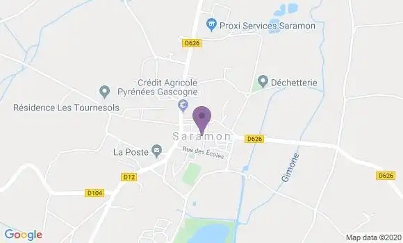 Localisation Crédit Agricole Agence de Saramon