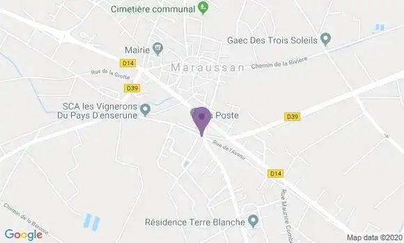 Localisation Crédit Agricole Agence de Cazouls lès Béziers
