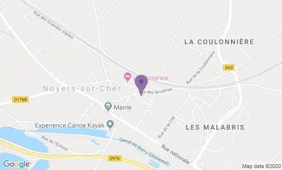 Localisation Crédit Agricole Agence de Noyers sur Cher