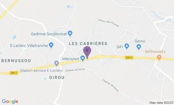 Localisation Crédit Agricole Agence de Villefranche de Rouergue Bernoussou