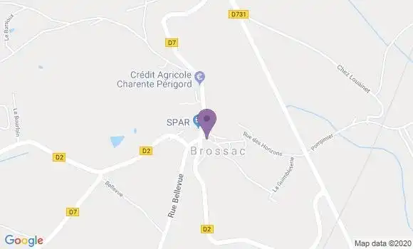 Localisation Crédit Agricole Agence de Brossac