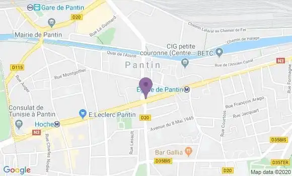 Localisation LCL Agence de Pantin Eglise