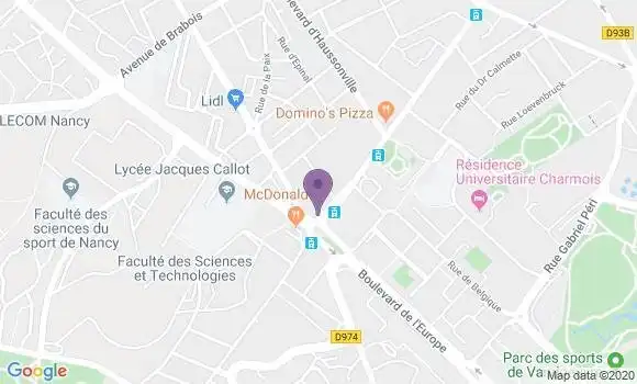 Localisation LCL Agence de Vandoeuvre lès Nancy Vélodrome