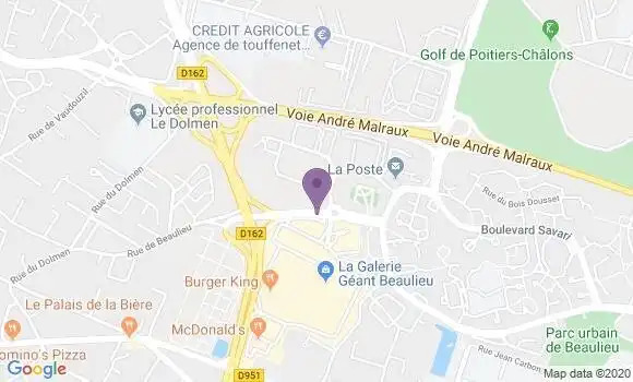 Localisation LCL Agence de Poitiers Beaulieu