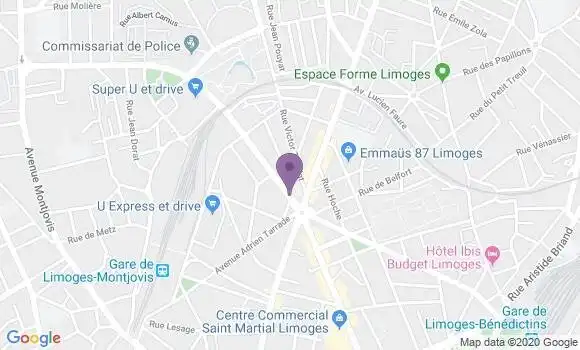 Localisation LCL Agence de Limoges Carnot