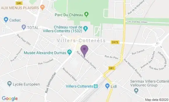 Localisation Société Générale Agence de Villers Cotterets